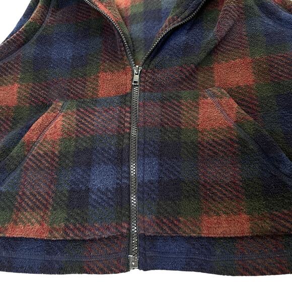 LizWear Fleece Vest Womens Medium Plaid Red Blue Full Zip Classic Trendy 90s Vtg - Picture 6 of 8